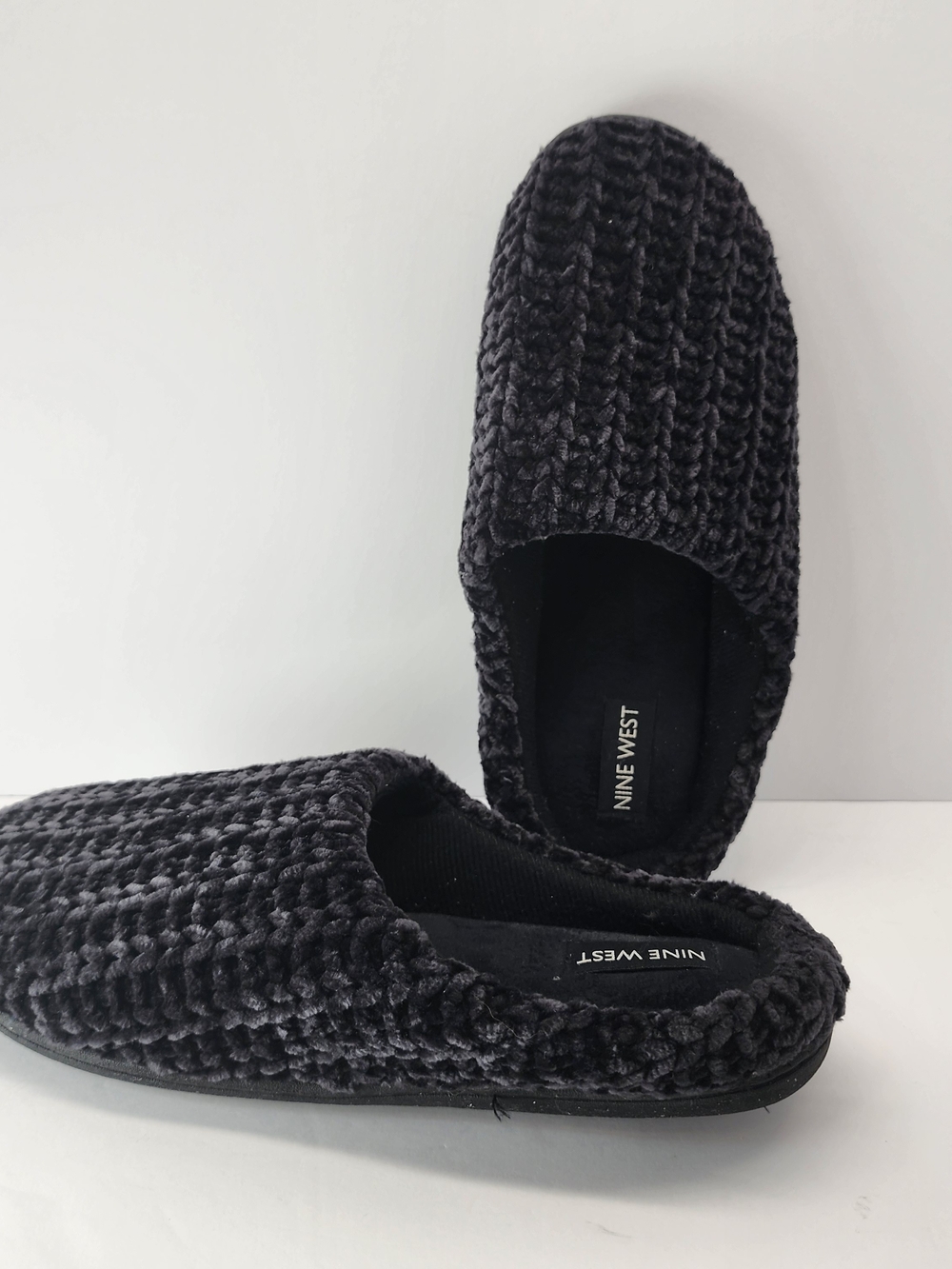 Nine West Dorm Shoes Y2K Black Knit Slip-On 9-10 Dorm Travel Cruise